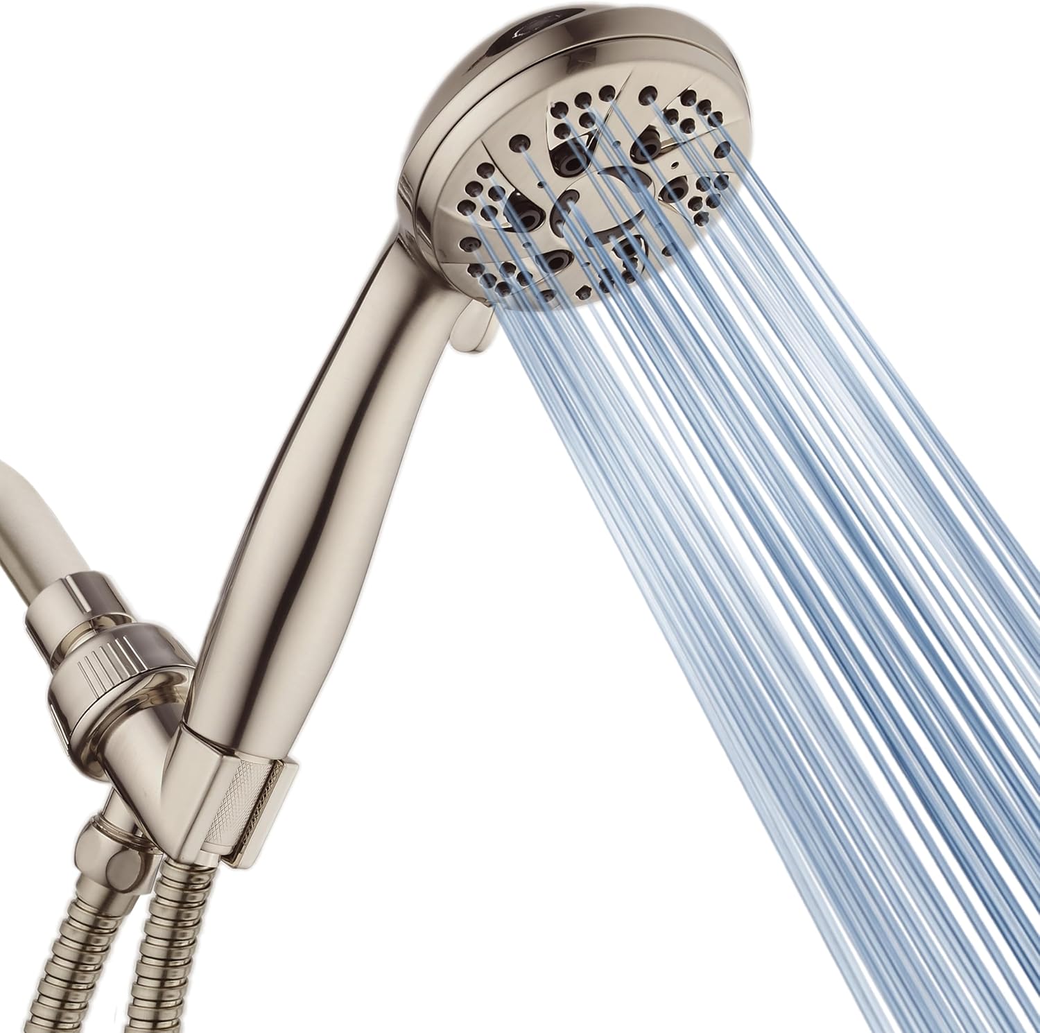 AquaDance High Pressure 6-Setting Full Brushed Nickel Handheld Shower Head with...