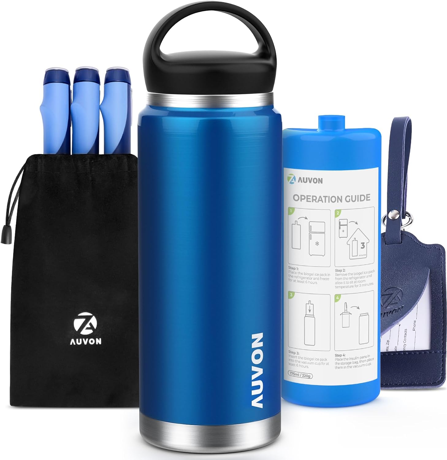 AUVON Insulin Pen Cooler Travel Case for 3-7 Pens with Medical Tag, TSA Approved...