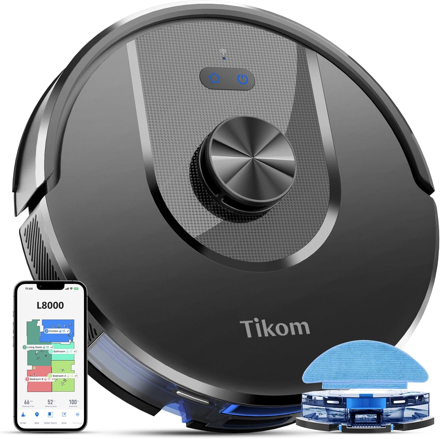 Tikom Robot Vacuum and Mop, L8000 Laser LiDAR Navigation Robotic Vacuum, 3000Pa...