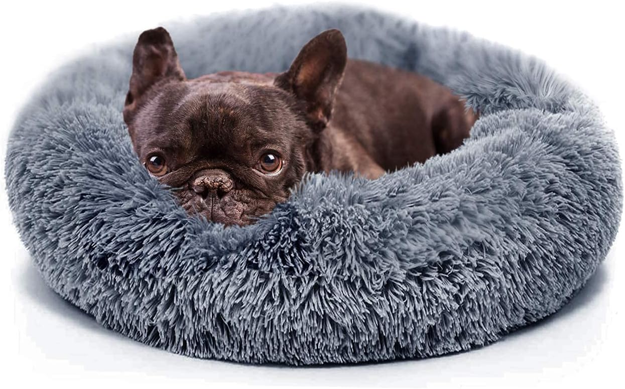 Small Calming Dogs Bed for Small Dogs Anti-Anxiety Machine Washable Fluffy Luxur...