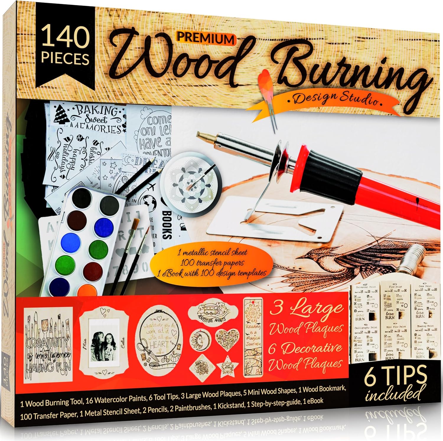 Beginners Wood Burning Kit 140 Pieces. Best Gift Idea for Art & Craft Kit Lovers...