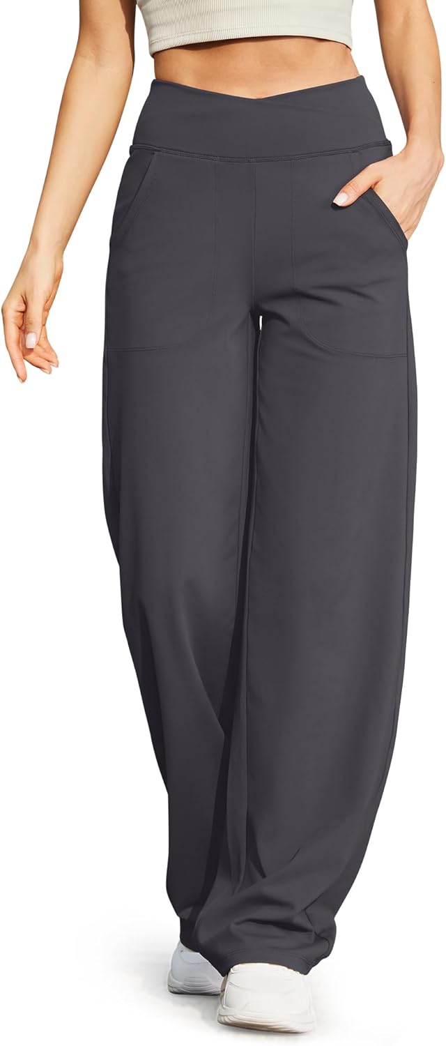 G4Free Yoga Pants for Women Wide Leg Trousers Crossover High Waist with Pockets...