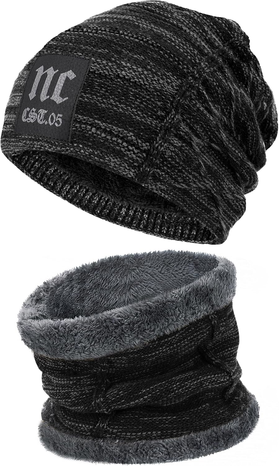 FZ FANTASTIC ZONE Mens Womens Winter Beanie Hat Scarf Set Warm Knit Thick Fleece...