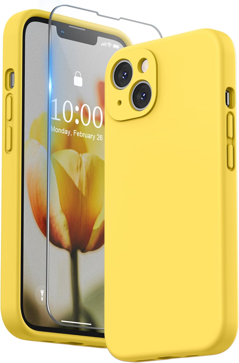 SURPHY Compatible with iPhone 13 Case with Screen Protector, Liquid Silicone Pro...