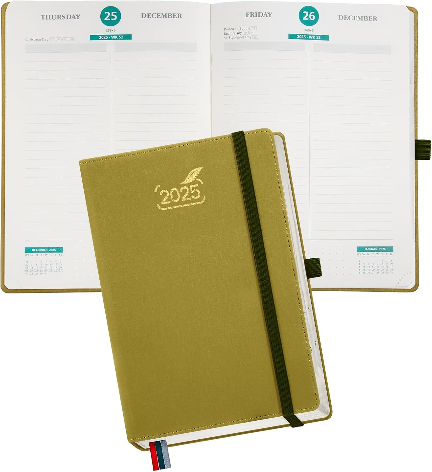 BEZEND Dual Schedule Daily Planner 2025, Page A Day Calendar Even Weekend, A5 Ag...