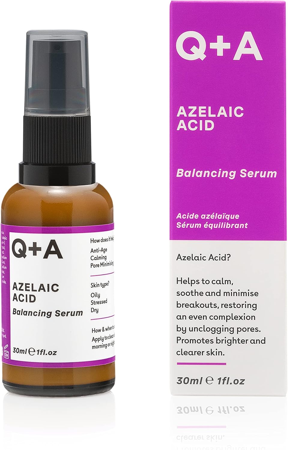 Q+A Azelaic Acid Balancing Serum, Containing Pore Minimising Zinc PCA and Antiox...