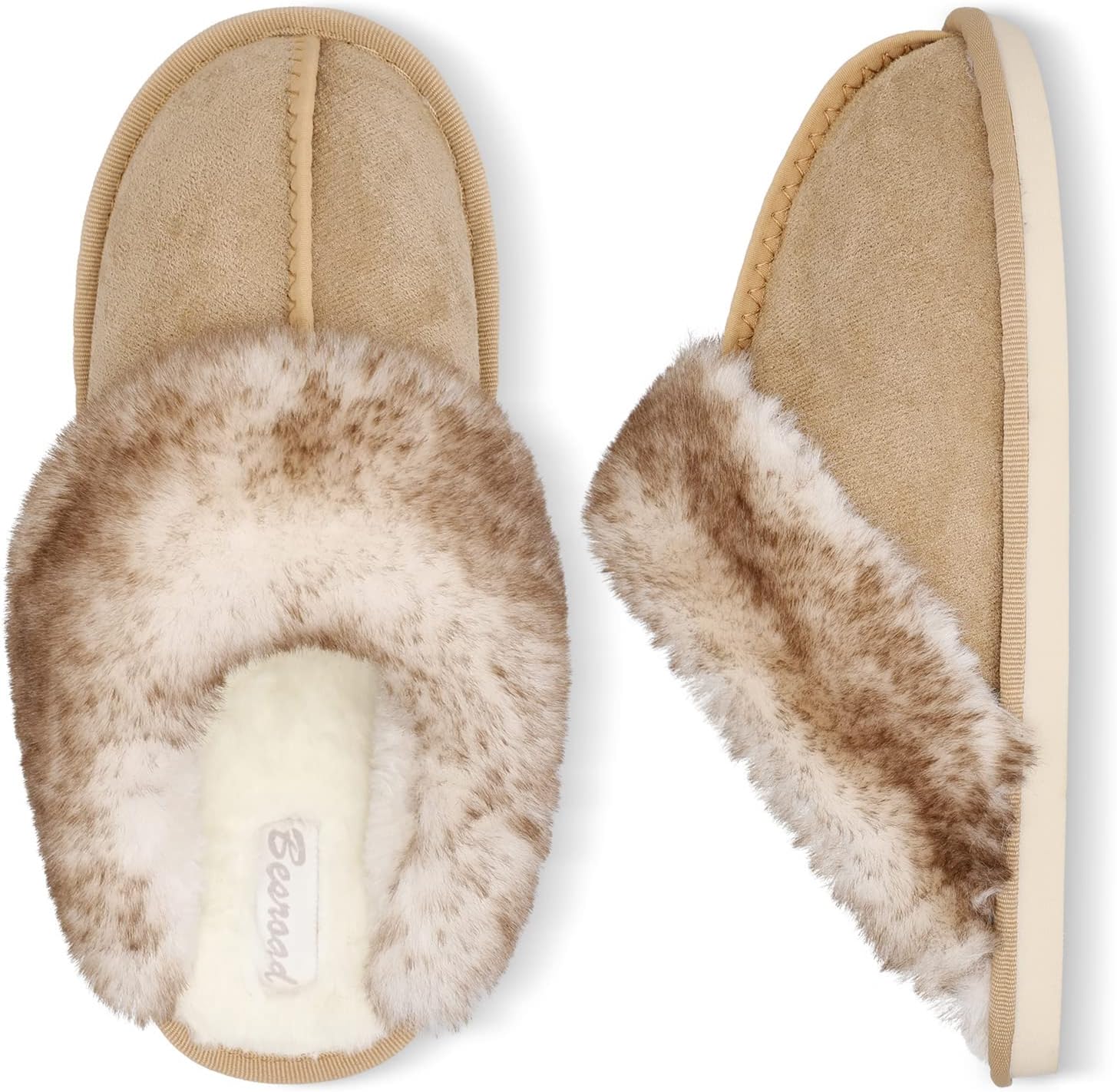 Besroad Winter Fuzzy House Slippers Sandals Plush Faux Fur Fluffy Flats Slippers...