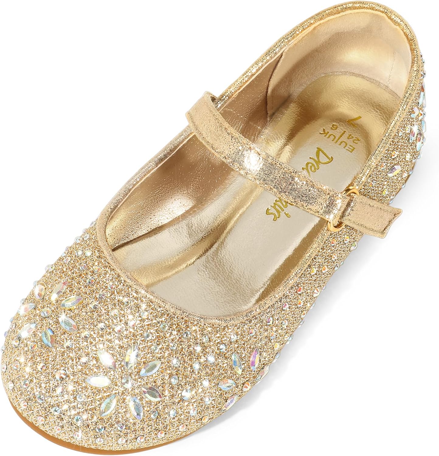 DREAM PAIRS Toddler Girl's Dress Shoes Mary Jane Rhinestone Ballerina Flat for P...