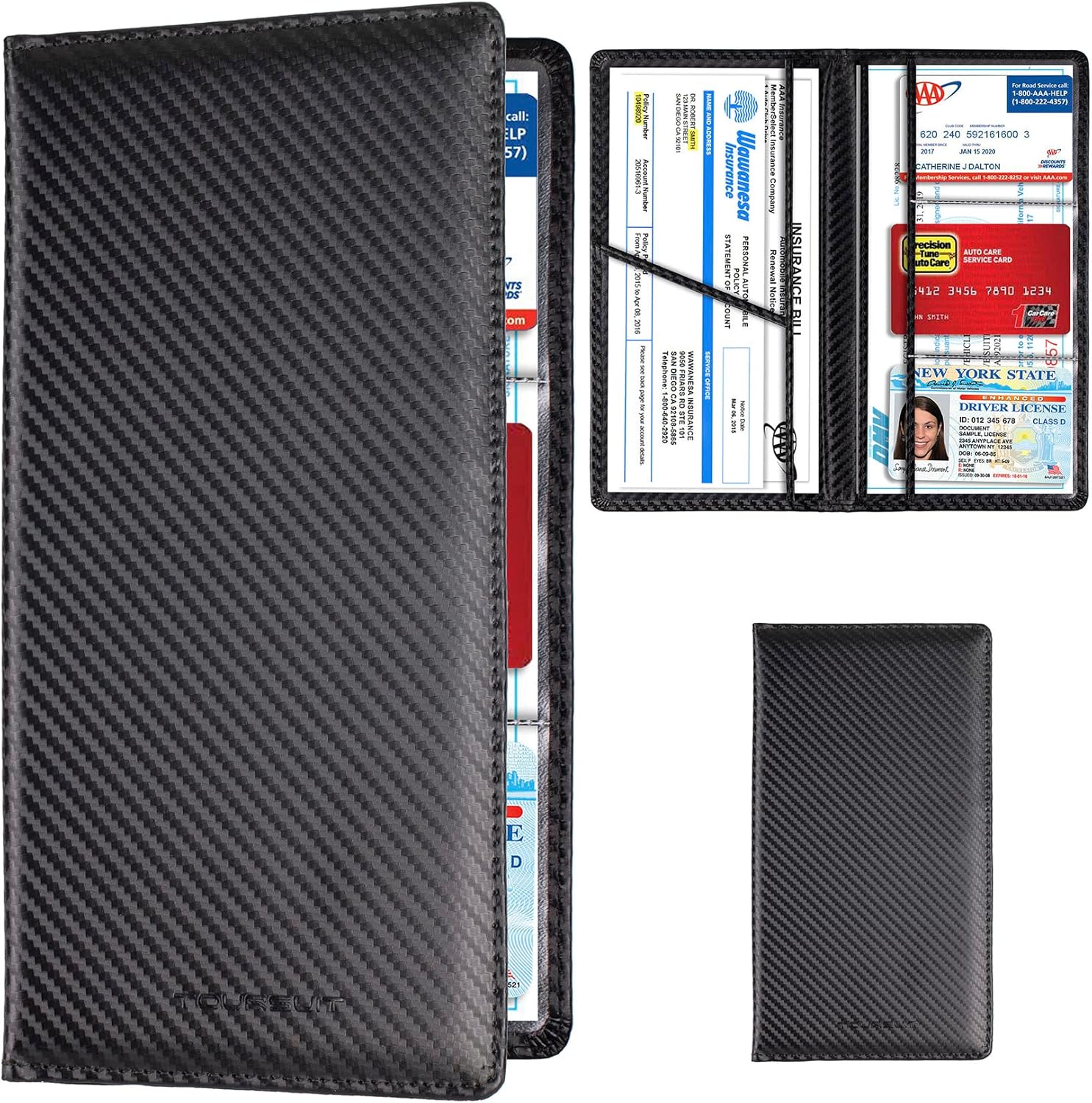 TOURSUIT Car Registration and Insurance Card Holder, Vehicle License Document Gl...