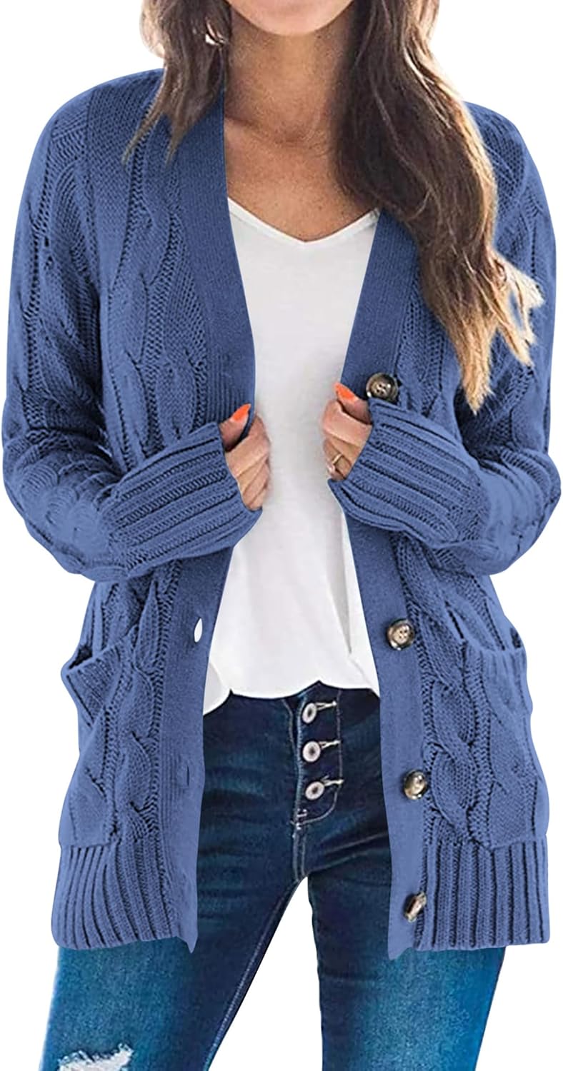 PRETTYGARDEN Women's Open Front Cardigan Sweaters Fall Fashion Button Down Cable...