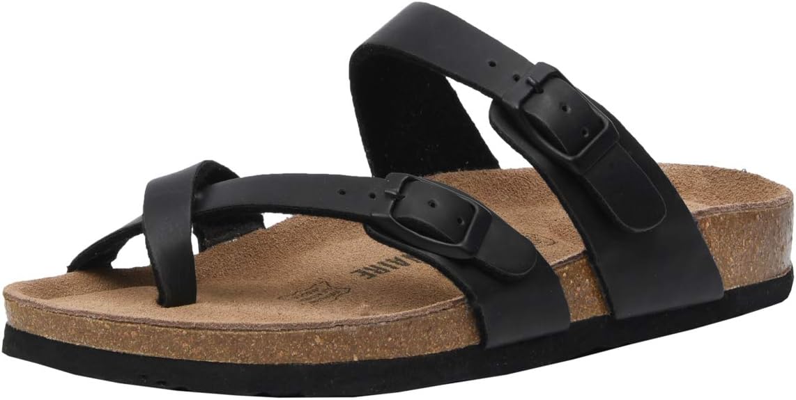 CUSHIONAIRE Women's Luna Cork Footbed Sandal With +Comfort 10 Black Oily