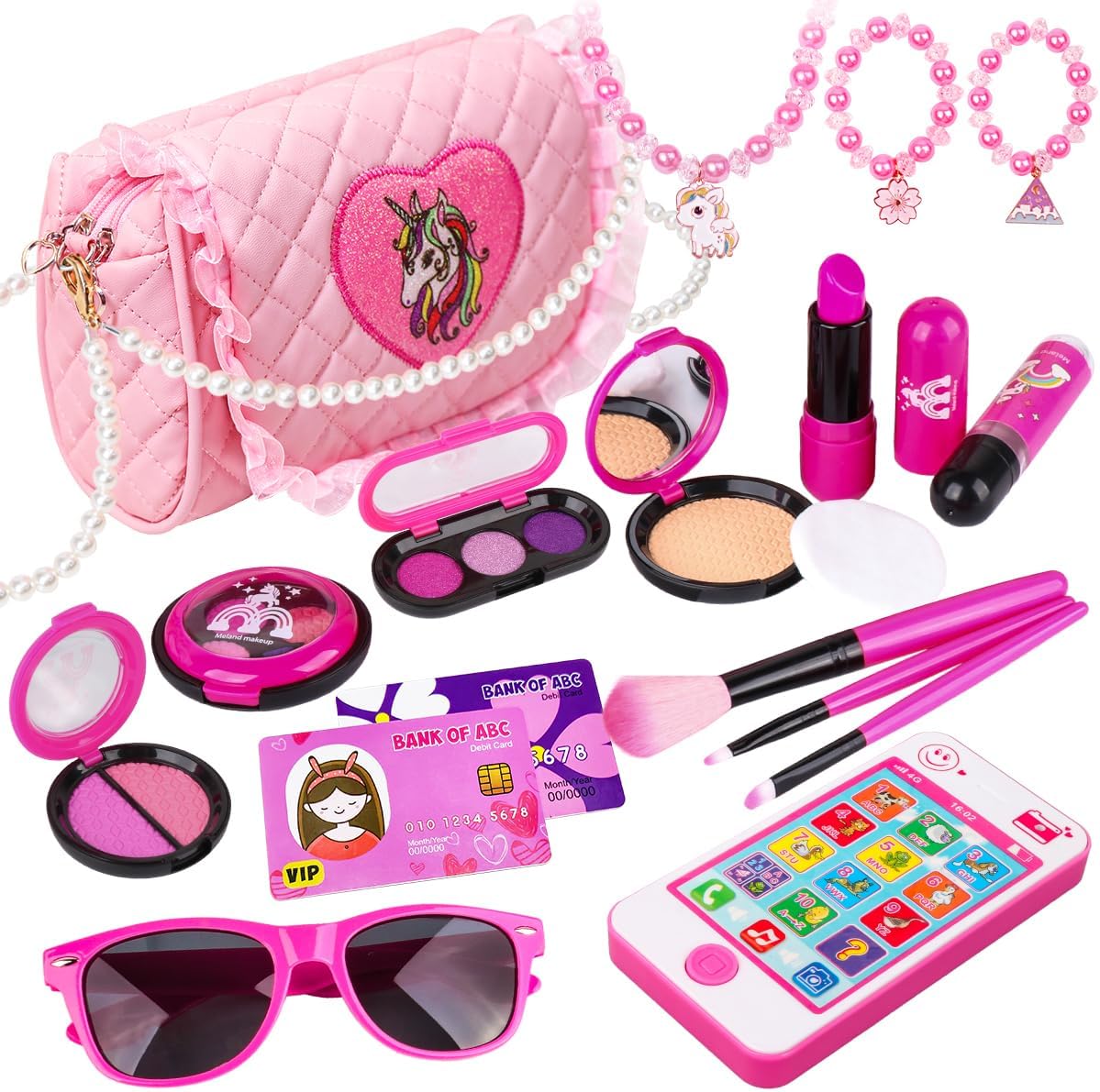 Pretend Play Makeup Set 19pcs - Fake Cosmetic Toys...
