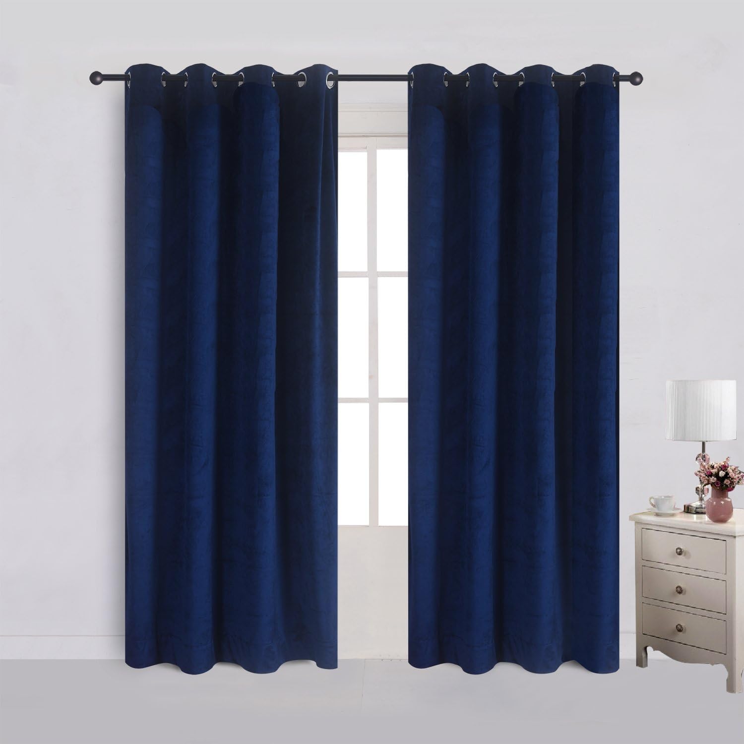 Cherry Home Set of 2 Velvet Flannel Blackout Curtains Panel Drapes Grommet Drape...