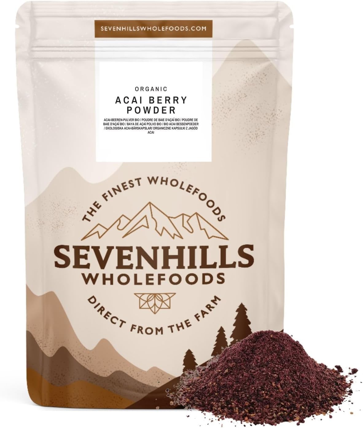 Sevenhills Wholefoods Organic Acai Berry Powder, Freeze-Dried, from Brazil 250g