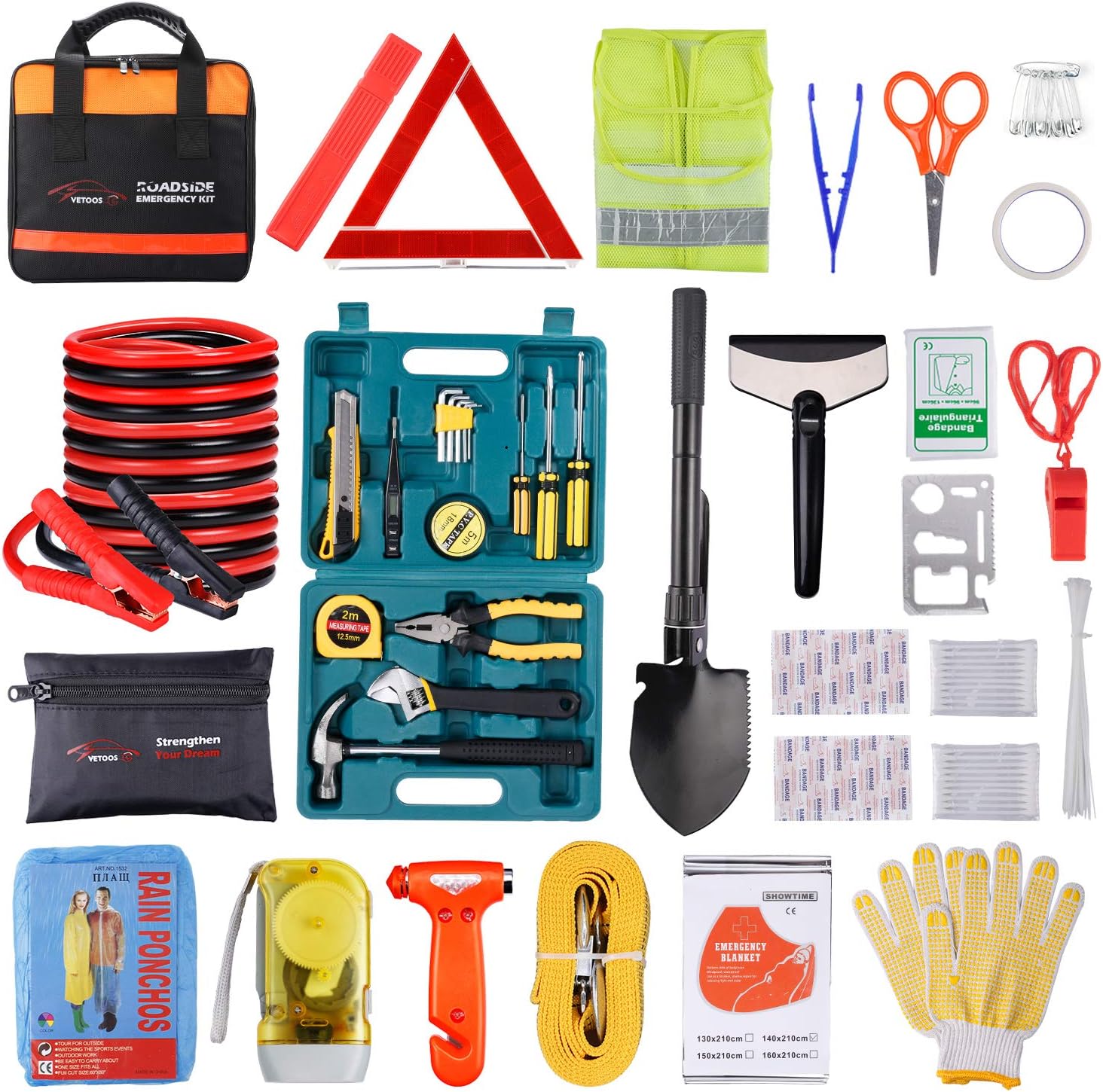 Vetoos Car Roadside Emergency Kit with Jumper Cabl...