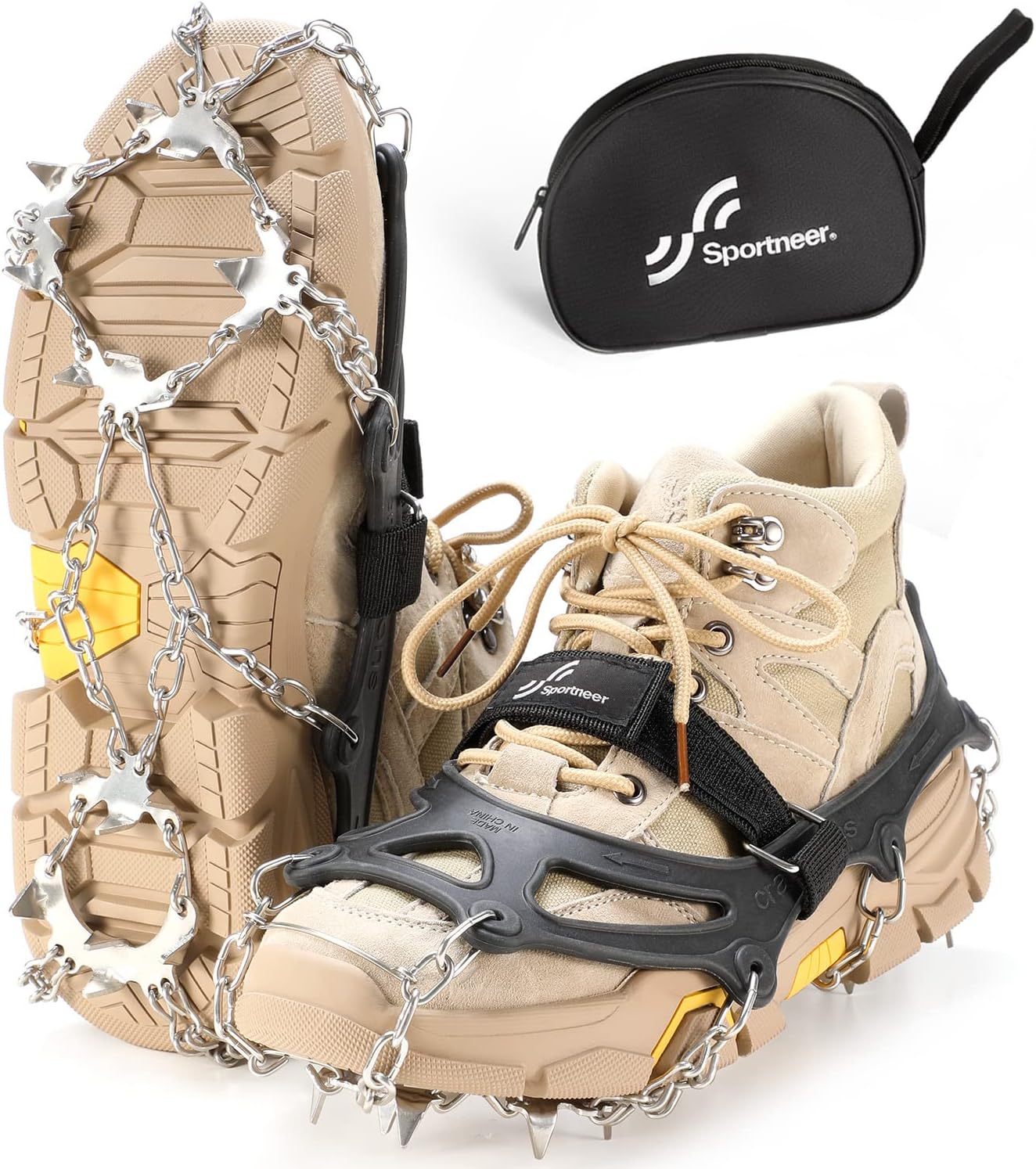 Sportneer Crampons for Hiking Boots, Ice Cleats for Shoes and Boots Snow Grips w...