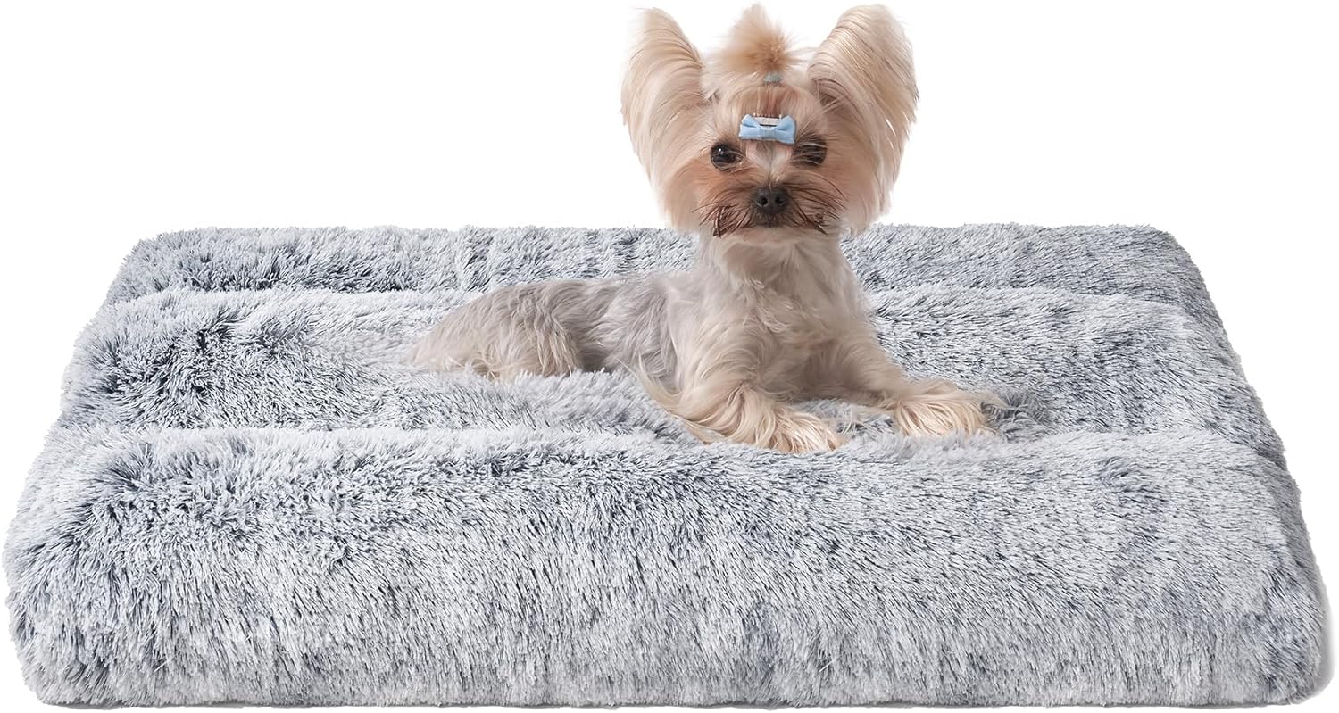 EHEYCIGA Fluffy Small Dog Crate Bed, Calming Anti...