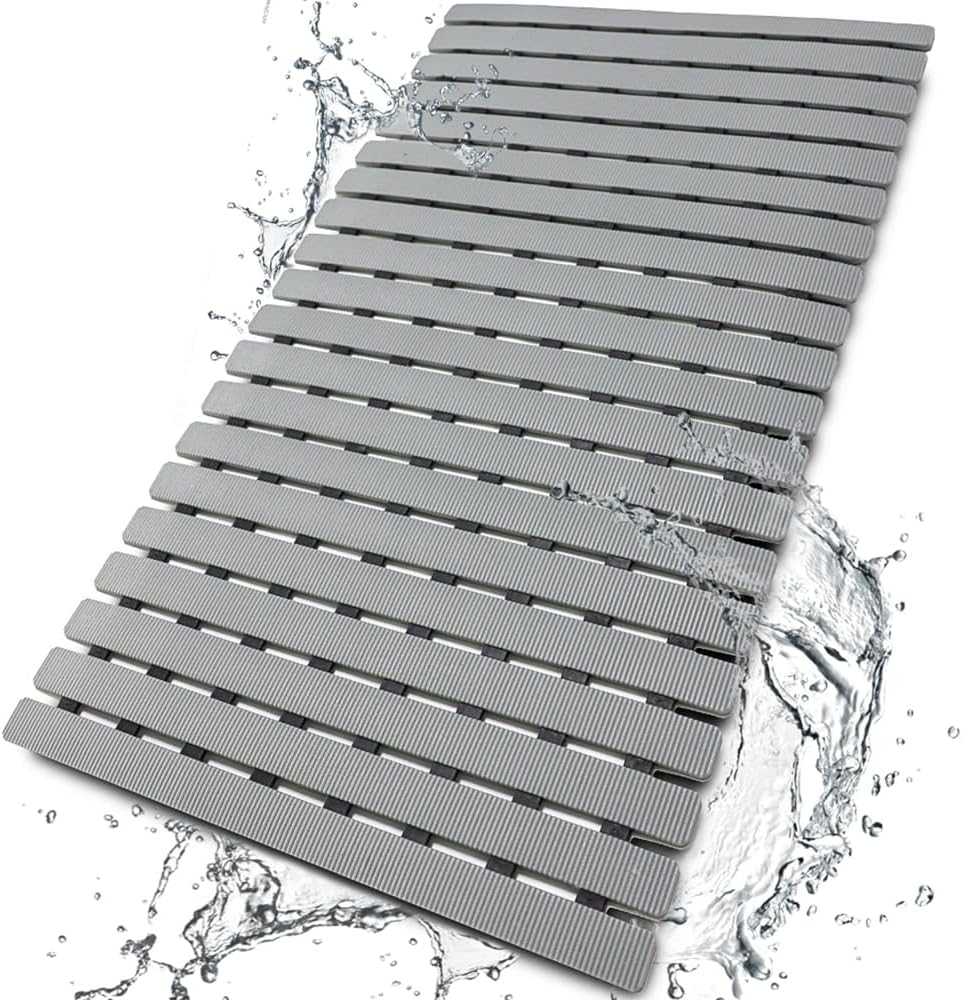 Shower Mat Non Slip Bathtub Mat with Suction Cups and Drain Holes 27.5 x15.7 Inc...
