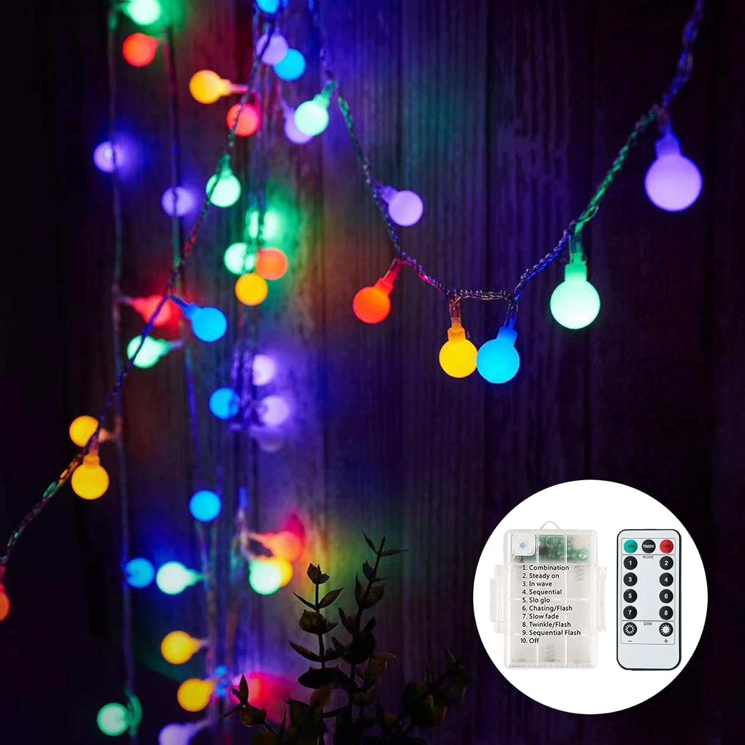 Fairy Lights Battery, 7M 60 LED Globe String Lights with 8 Lighting Modes, Fairy...