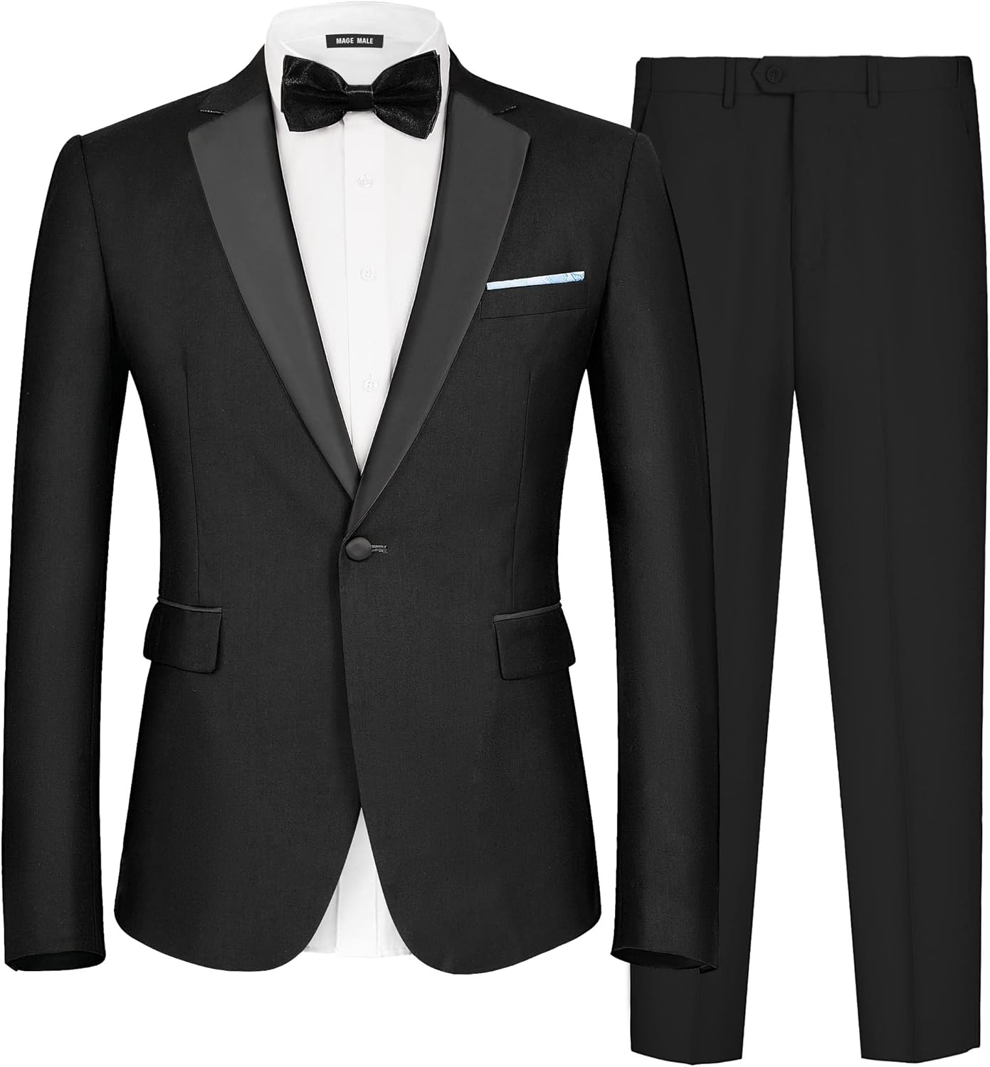 MAGE MALE Men's 2 Piece Suit One Button Slim Fit Formal Wedding Prom Tuxedo Suit...