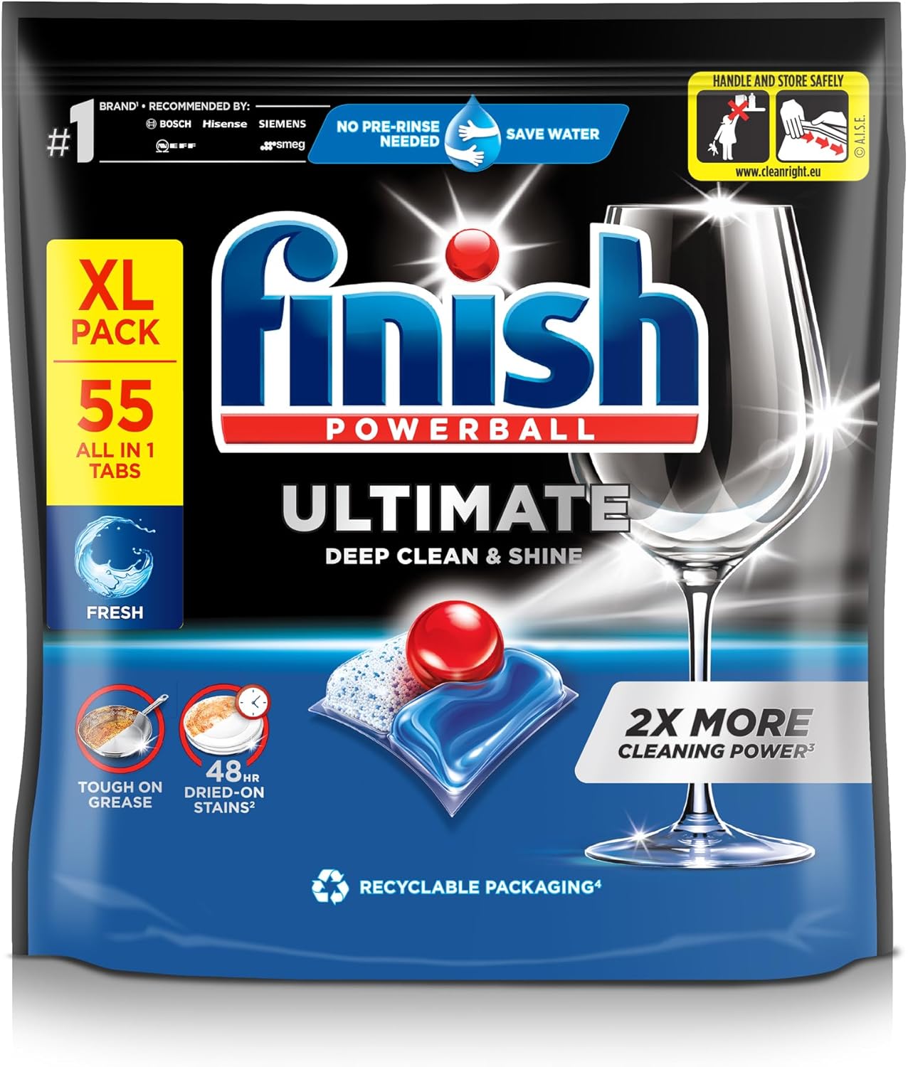 Finish Ultimate Infinity Shine Dishwasher Tablets Bulk, Scent : Fresh, Size : 55...
