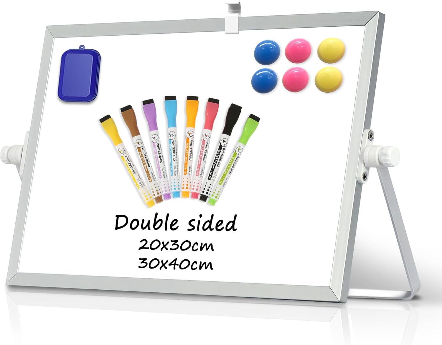 DOLLAR BOSS Magnetic Desktop Whiteboard 20x30cm Double Sided Dry Erase Small Whi...