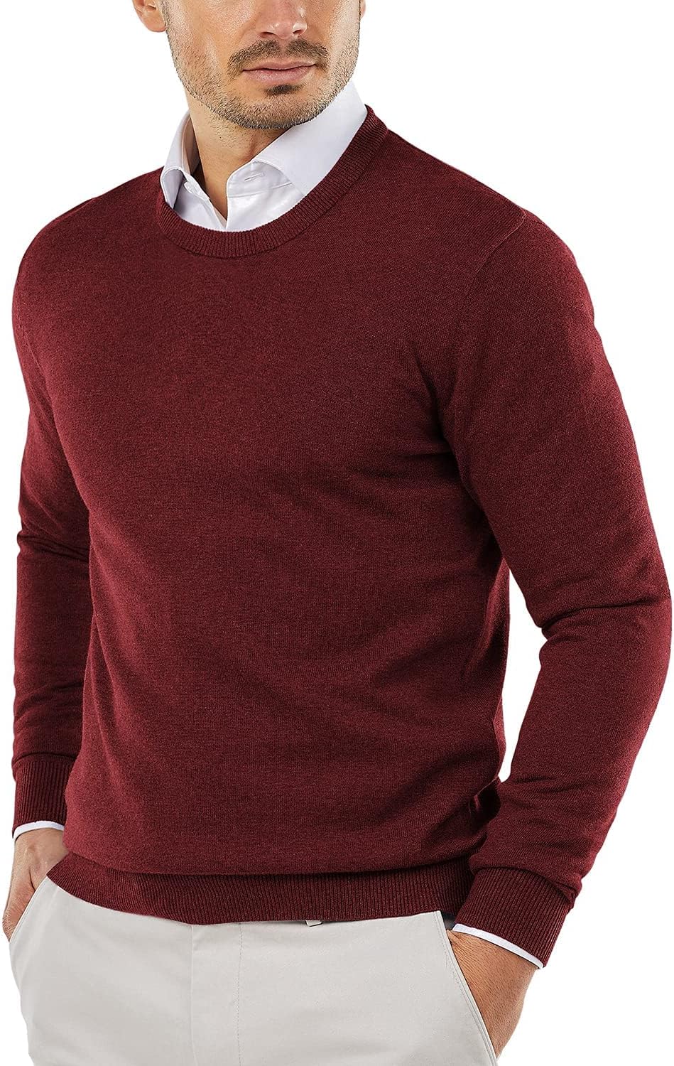 COOFANDY Men's Crew Neck Sweater Slim Fit Lightweight Sweatshirts Knitted Pullov...