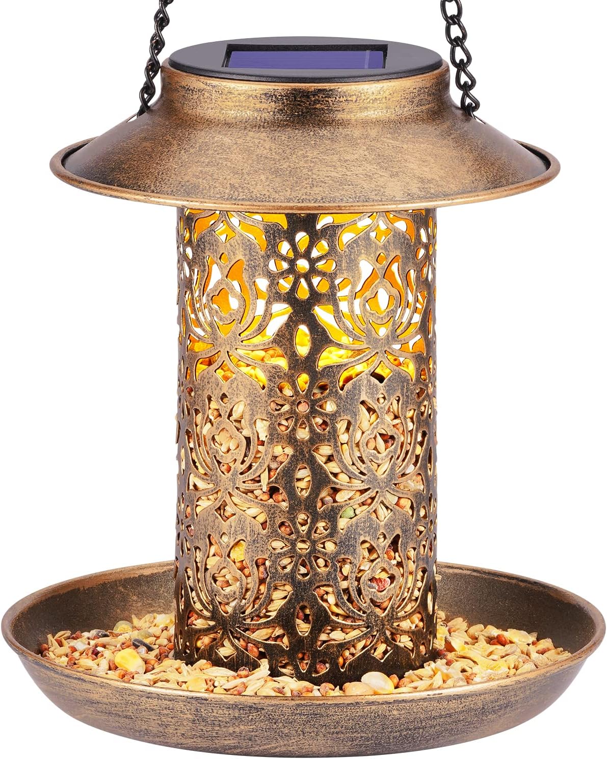 SWEETFULL Solar Bird Feeder for Outdoors Hanging, Metal Wild Bird Feeder for Car...
