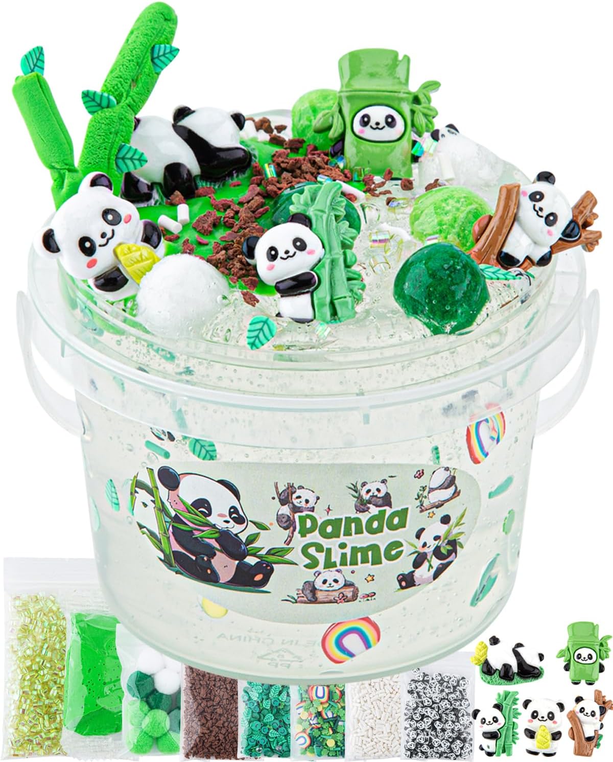 Okaybee 10 FL OZ Panda Clear Slime Bucket, Big Slime Kit with Slime Clay, Slime...