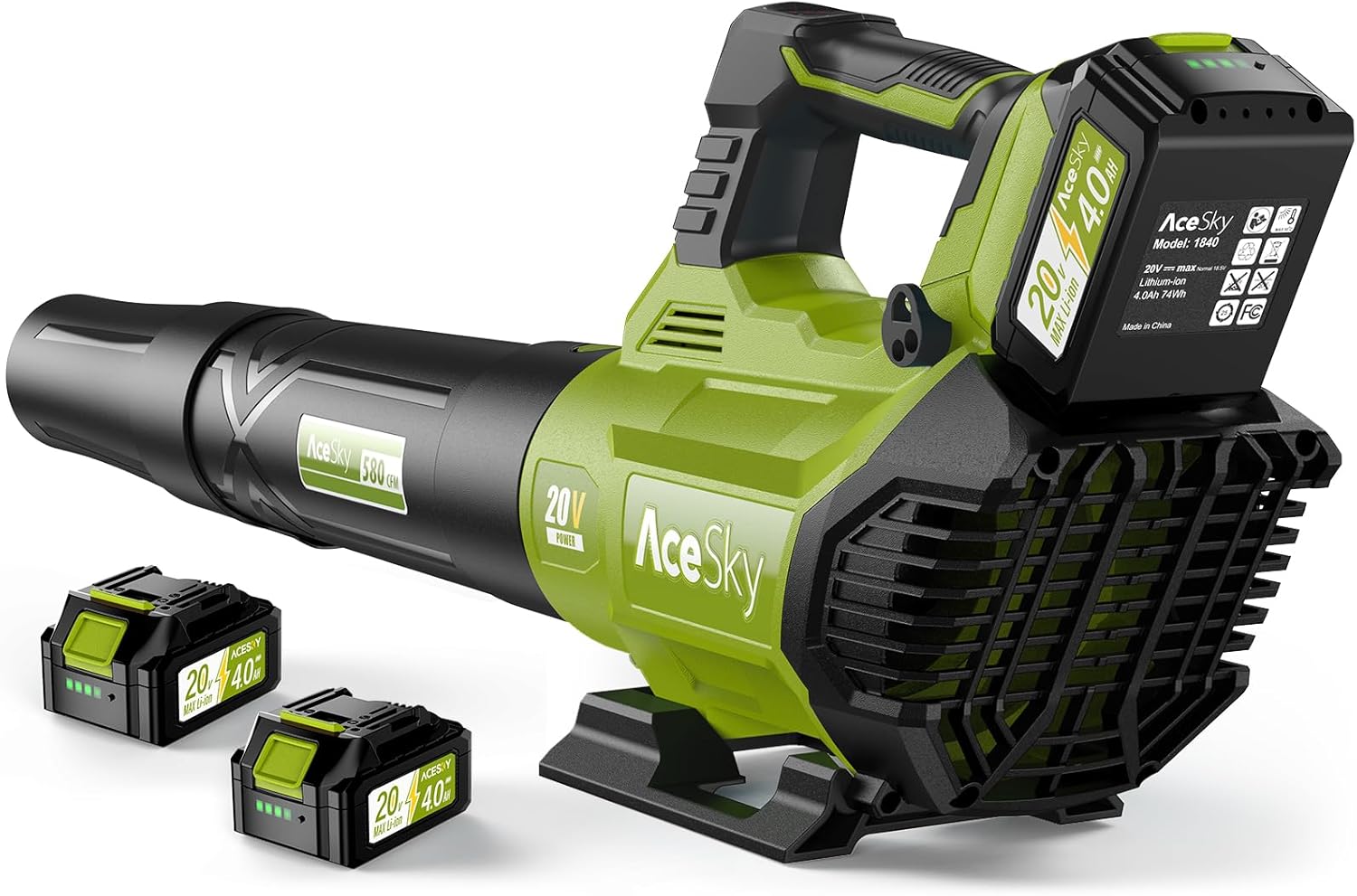 Leaf Blower Cordless - 580CFM/160MPH & 3 Speed Levels Electric Leaf Blower with...