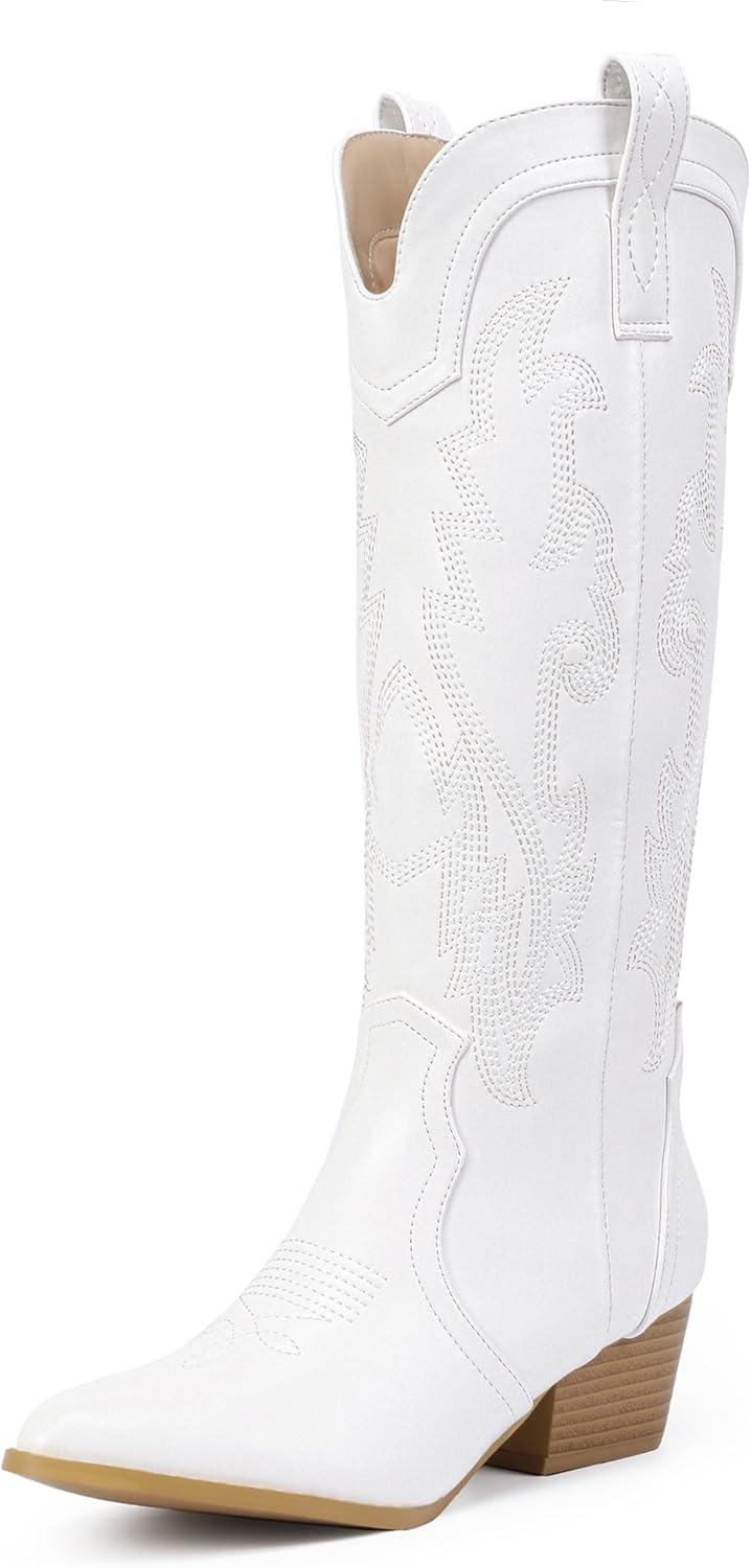 IDIFU IN2 Cowboy Boots For Women Cowgirl Knee High Western Tall Boots Chunky Low...