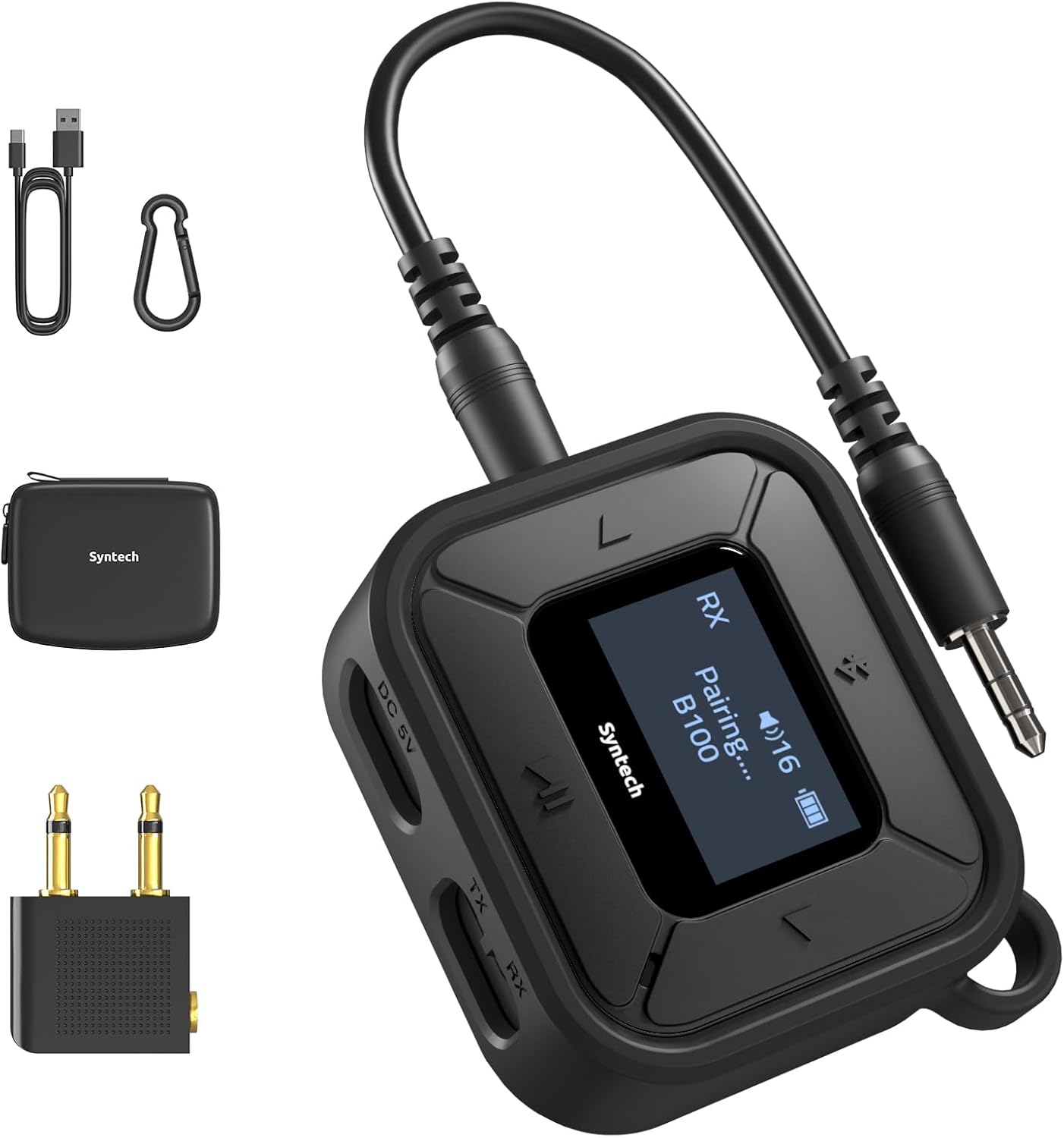 Syntech Airplane Bluetooth Transmitter Receiver with Extra Dual 3.5mm AUX Adapte...