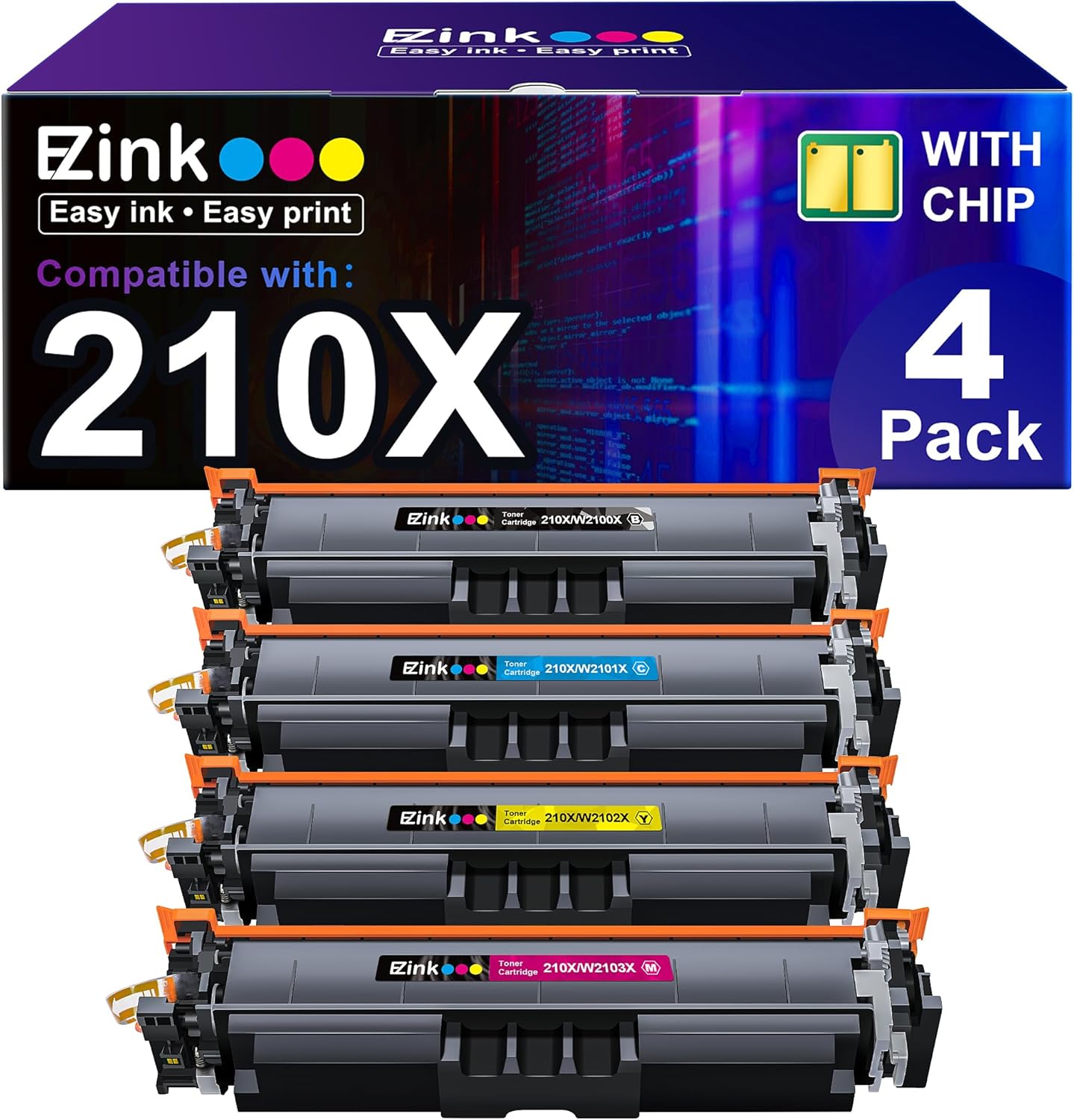E-Z Ink 210X Toner Cartridges with Chip: Compatible Replacement for HP 210X 210A...