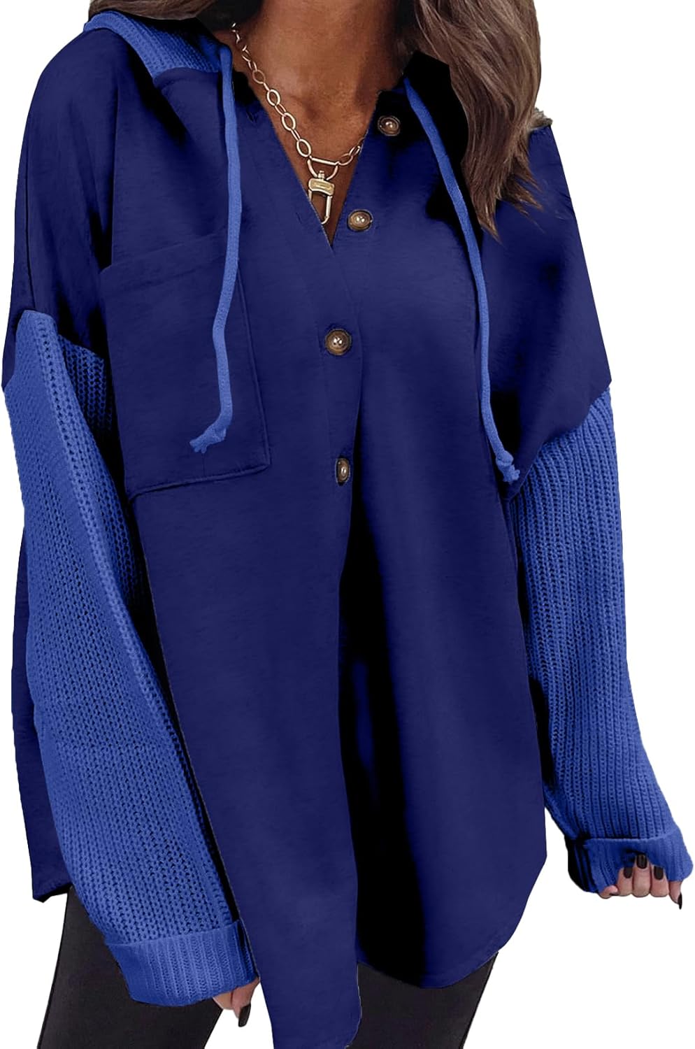 SHEWIN Oversized Sweatshirts for Women Loose Fit Casual Long Sleeve Button Hoode...