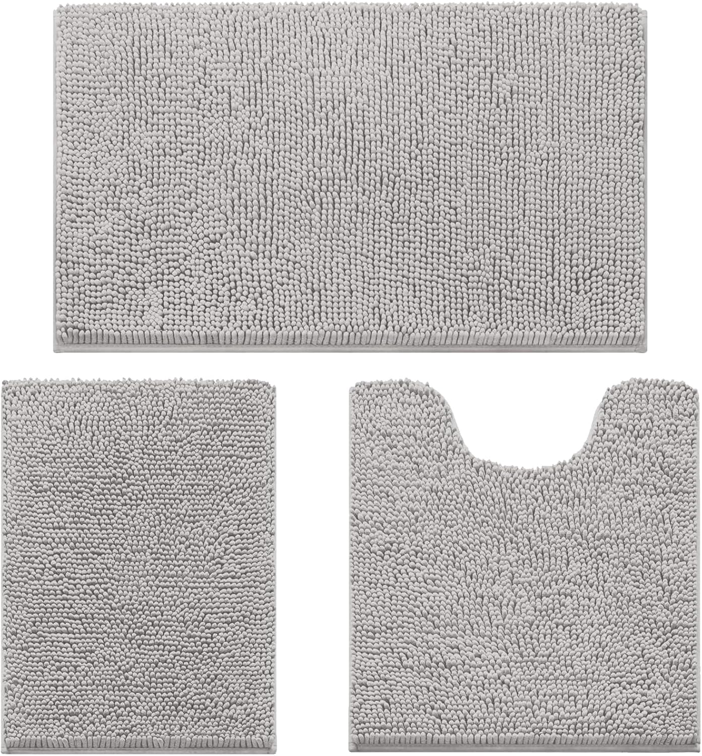 wyewye Bath Mat 3 Piece, Chenille Bathroom Mat, Extra Soft Bathroom mat Non-slip...