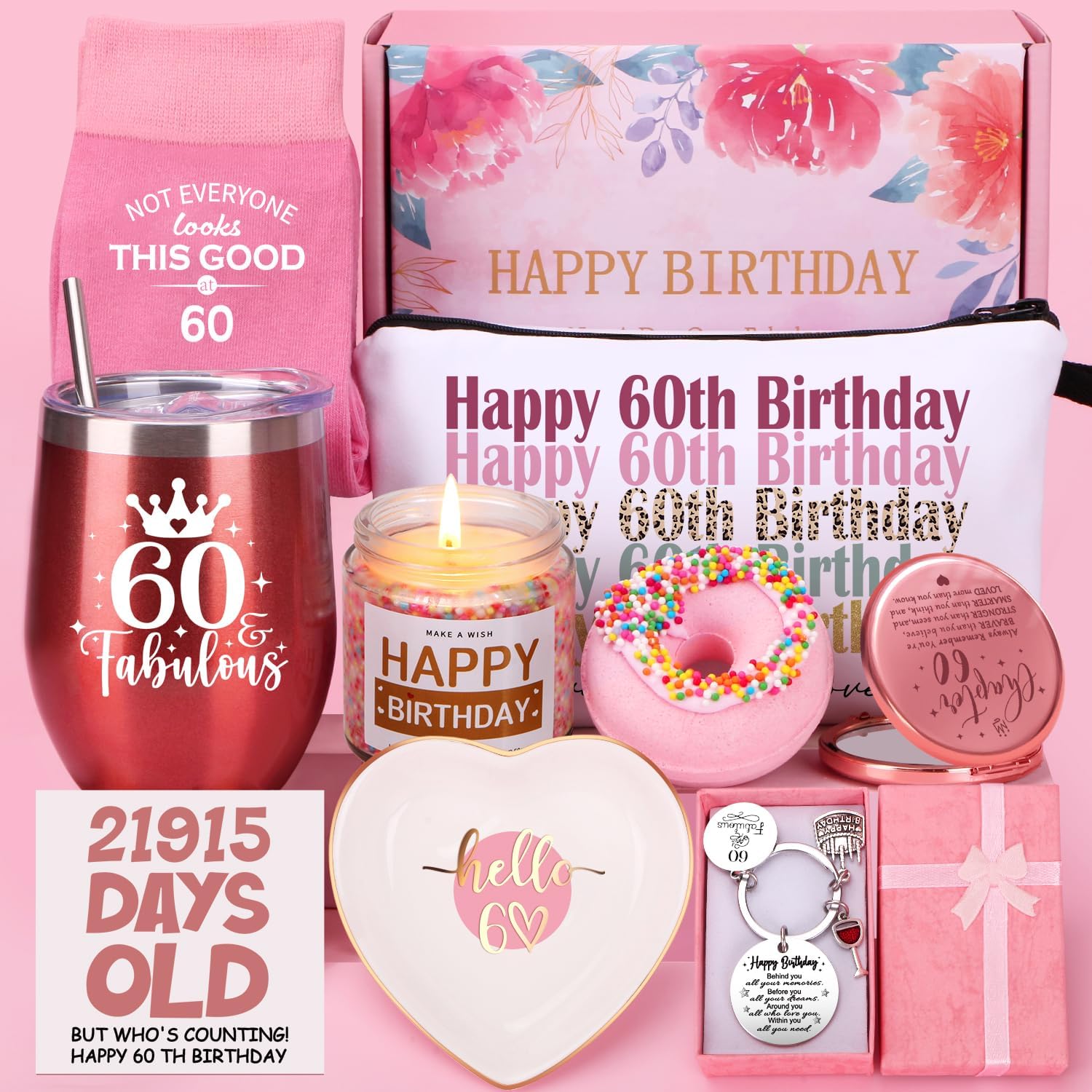 60th Birthday Gifts For Women, Happy 60th Birthday Hamper For Her, 60 Year Old L...