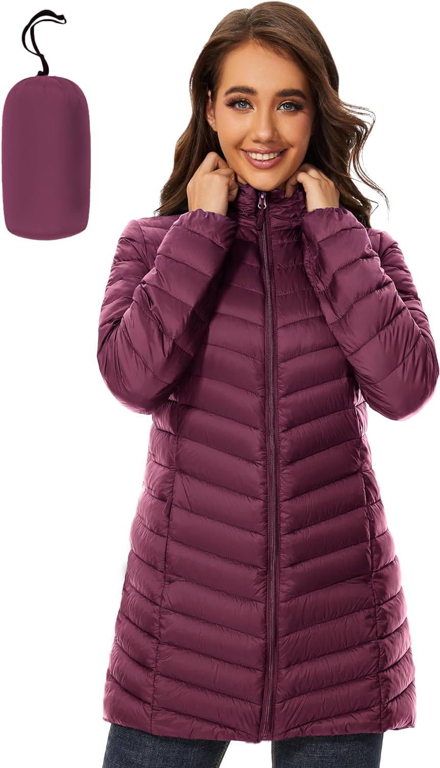 ANOTHER CHOICE Women Puffer Jacket Hooded Warm Lightweight Packable Quilted Puff...