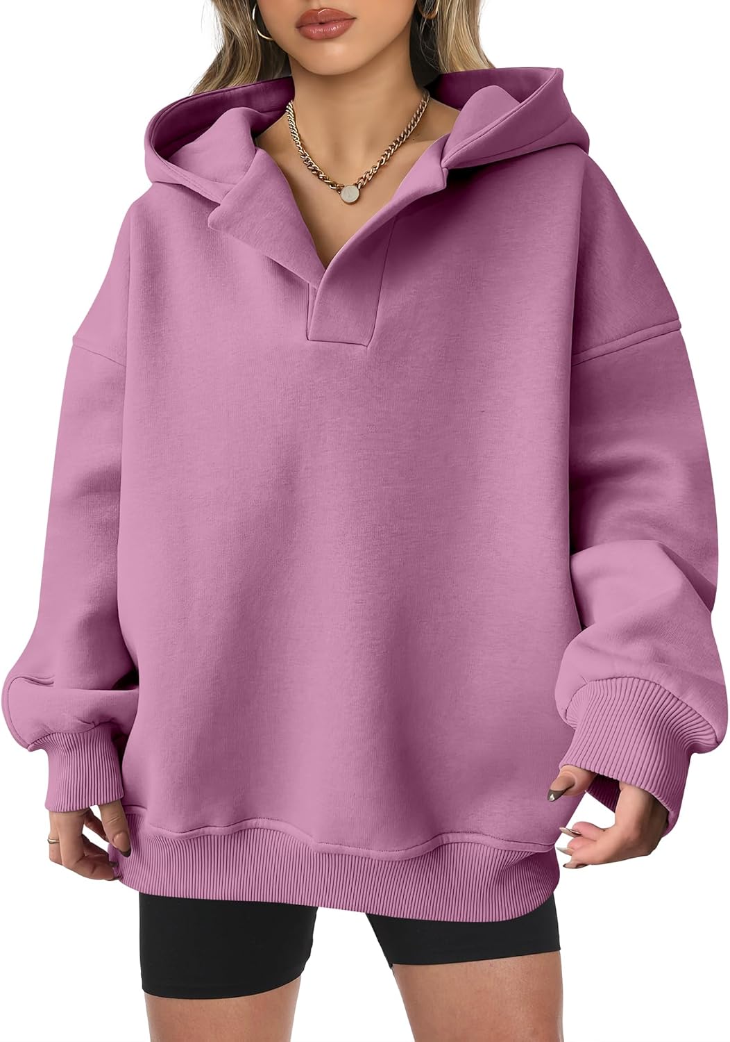 ANRABESS Womens Oversized Hoodies V Neck Sweatshirts Long Sleeve Pullover Casual...
