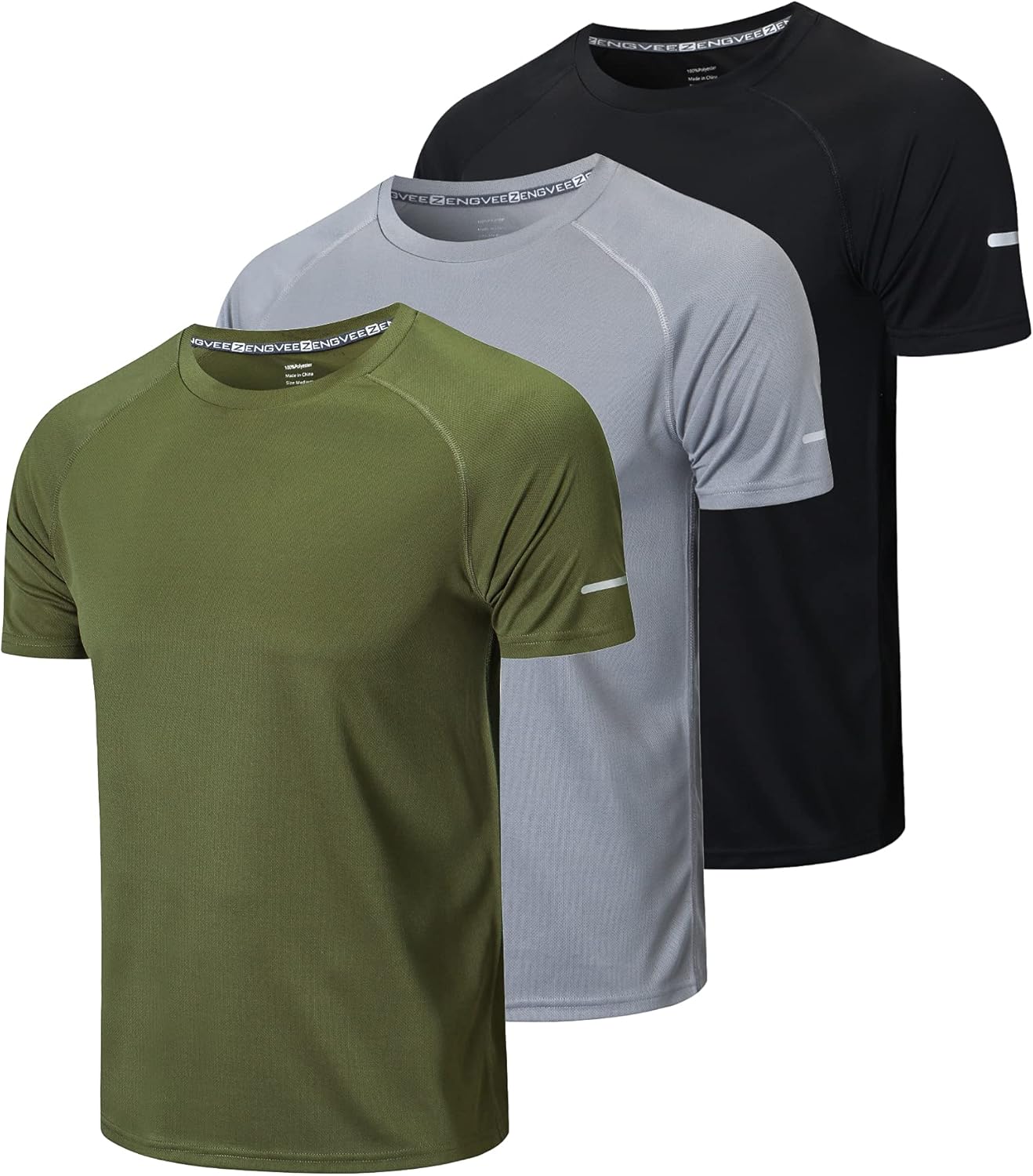 frueo Men's 3 Pack Workout Shirts Quick Dry Moisture Wicking Short Sleeve Mesh A...
