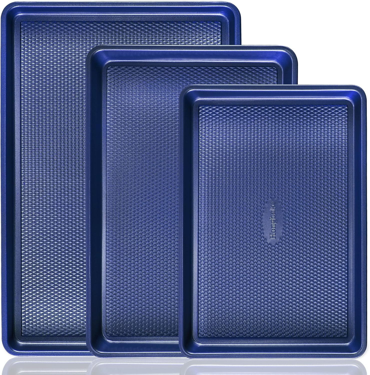 HONGBAKE Baking Sheet Pan Set, Cookie Sheets for Oven, Nonstick Half/Quarter/Jel...