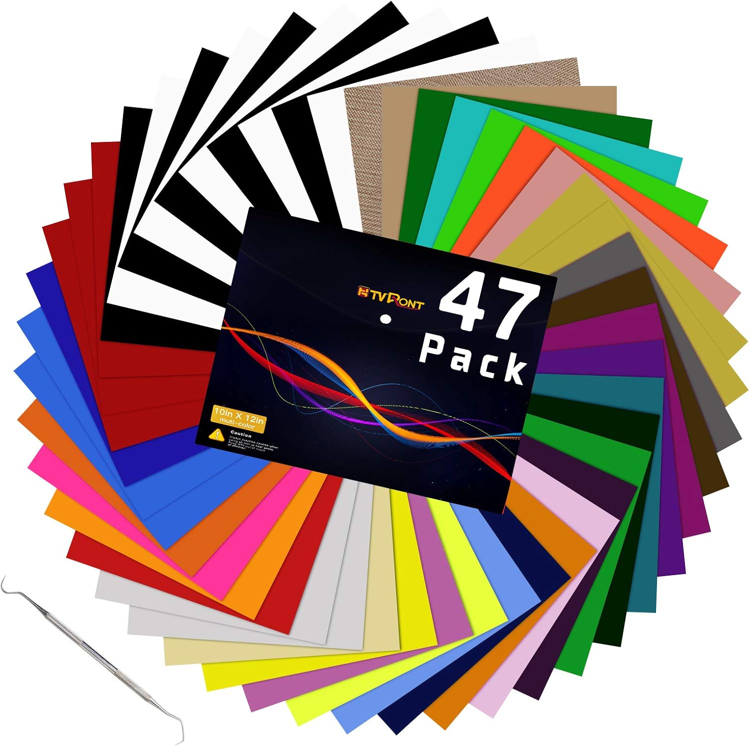 HTV Heat Transfer Vinyl Bundle: 47 Pack 12" x 10" Iron on Vinyl for T-Shirt, 33...