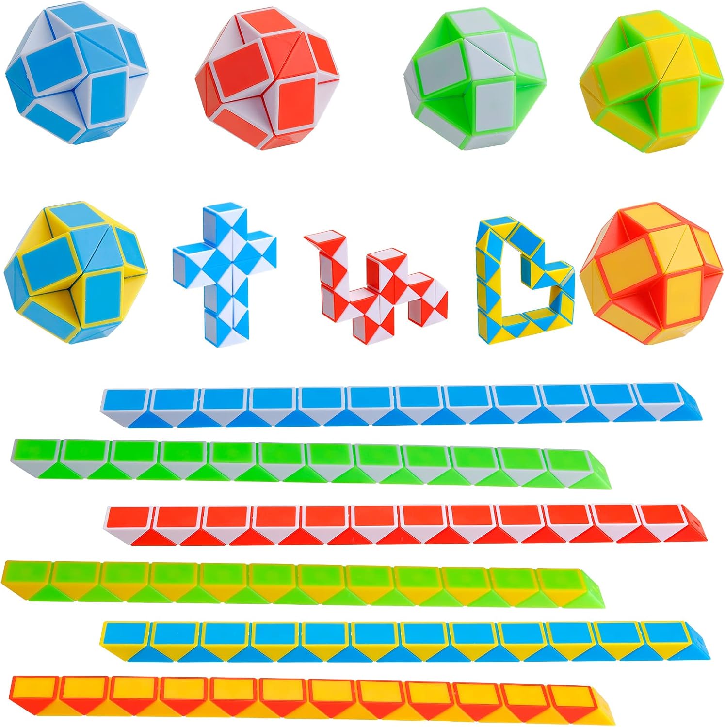 Party Bag Fillers Toys for Kids - 24 Blocks Magic Snake Cube 12 Pack Favours Fid...