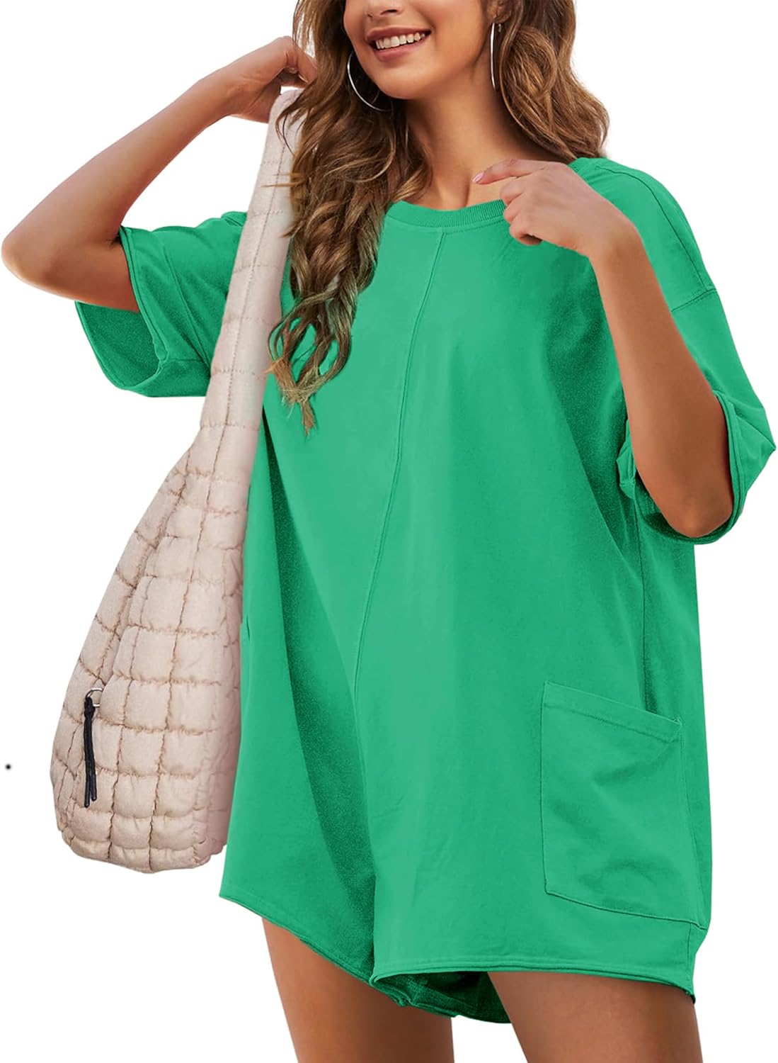 Yeokou Rompers for Women Casual Short Sleeve Oversized Athletic Workout Reversib...