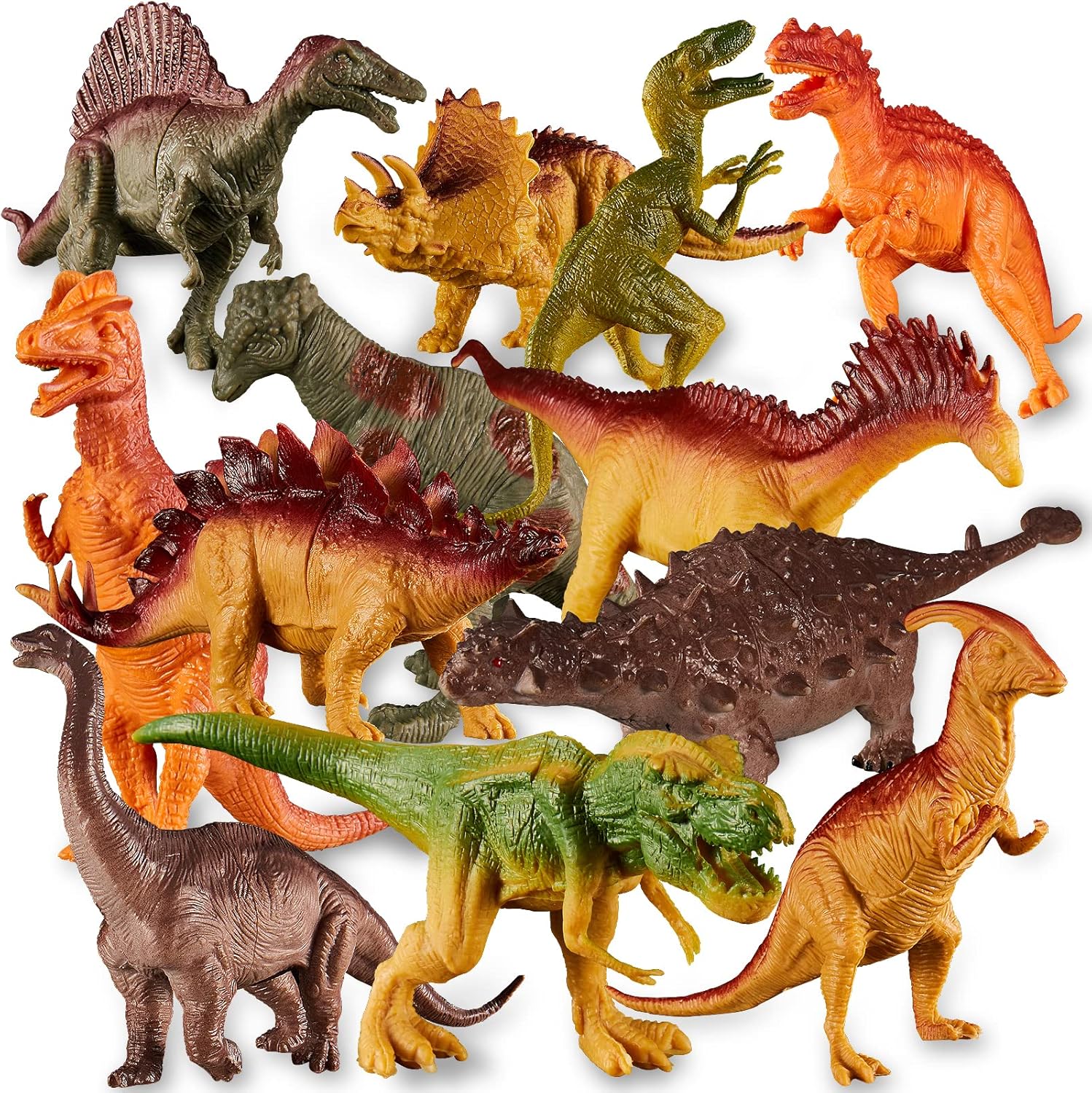 HERSITY Dinosaur Toys for Boys Age 3, 12 PCS Large Realistic Dinosaur Figure Set...