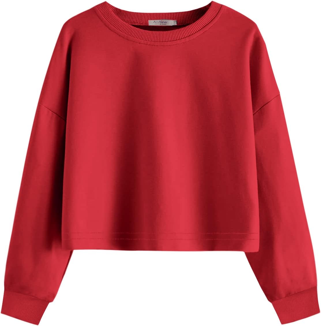 Arshiner Girls Crop Tops Kids Long Sleeve Pullover Sweatshirts Girls Cropped Cre...