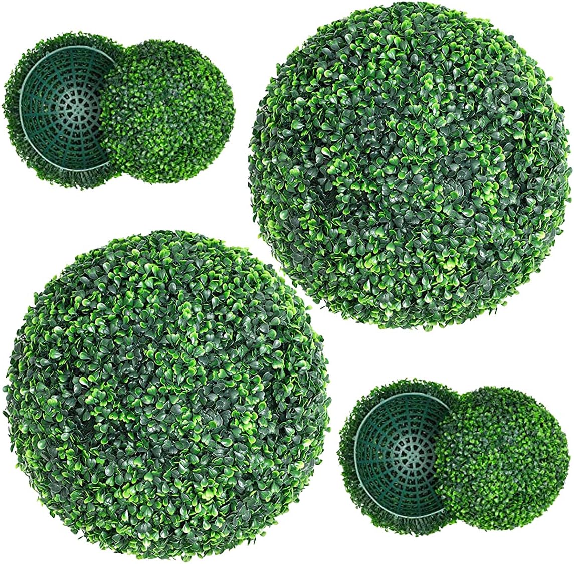 Artificial Plant Boxwood Topiary Balls 2PCS 15.7" UV Protected 4 Layers Faux Pla...