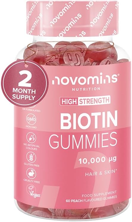 Biotin Gummies - 10,000 mcg - 60-Day Supply - Hair Vitamins –- Vegan - Chewable...