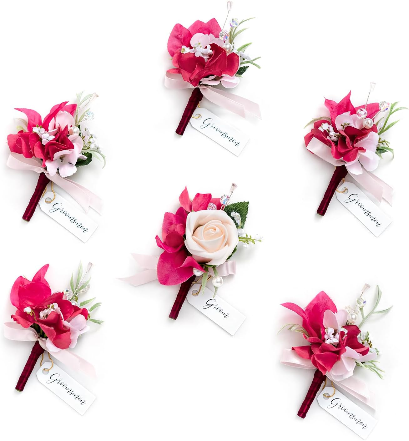 Ling's Moment Boutonniere for Men, 6pcs Groom Groomsmen Boutonniere, Artificial...