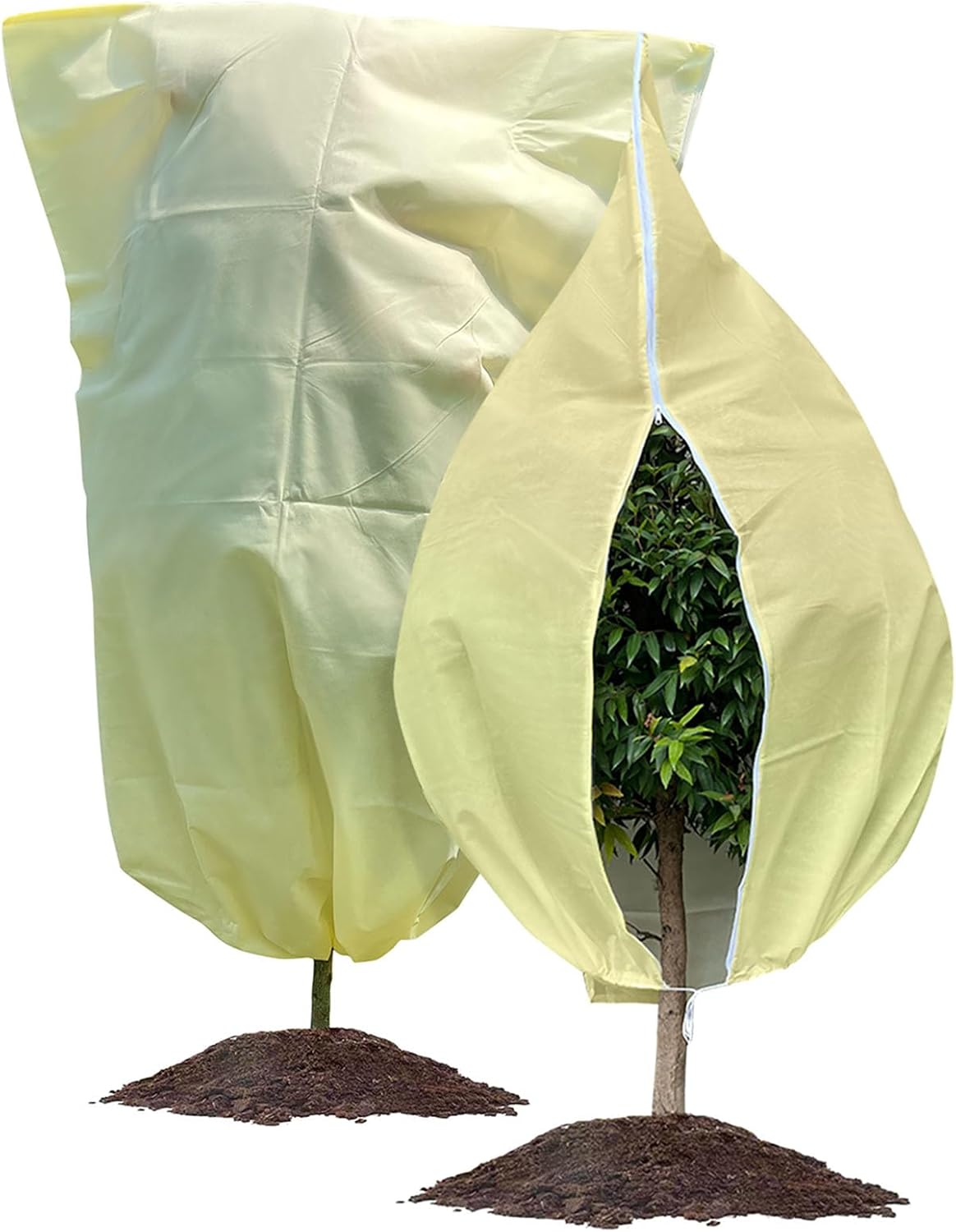 Plant Covers Freeze Protection Large, 2 Packs 60''W x 70''H Shrub Covers with Zi...