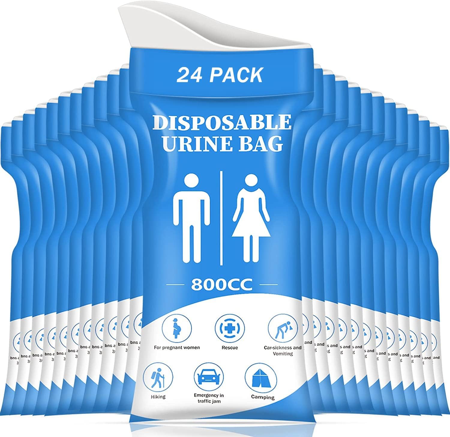 DIBBATU Disposable Urine Bag, 12/24 PCS Pee Bags for Travel for Women/Men, 800ML...